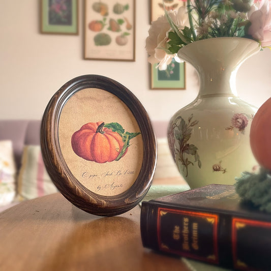 Jack Be Little Pumpkin Vintage Print With Oval Pine Frame