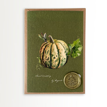 Sweet Dumpling Pumpkin & Dragonfly Greeting Card + Wax Seal