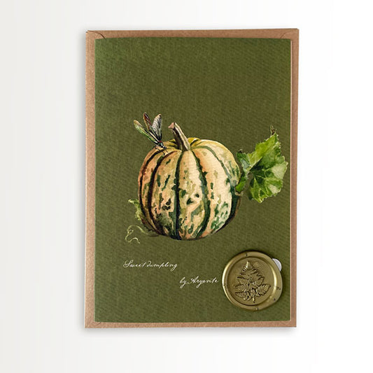 Sweet Dumpling Pumpkin & Dragonfly Greeting Card + Wax Seal