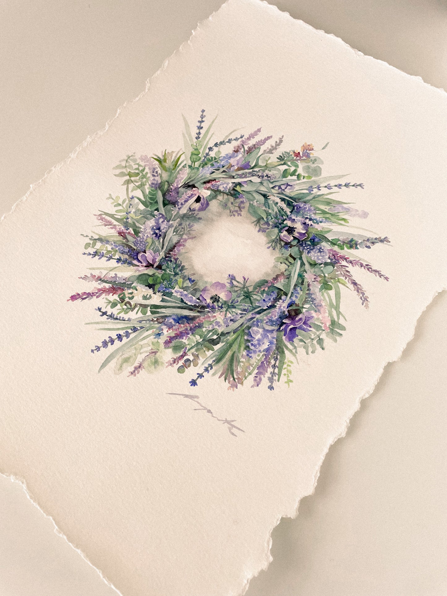 Original Painting Lavender Wreath