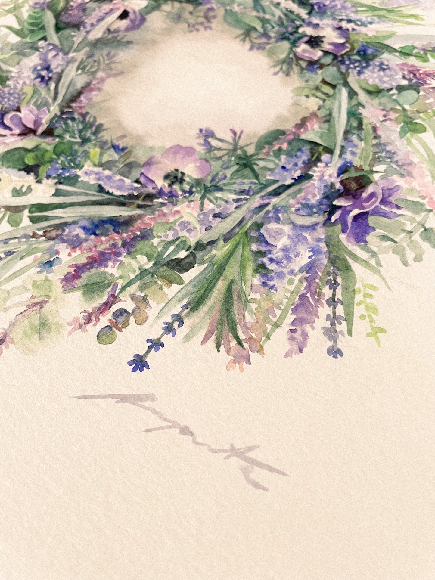 Original Painting Lavender Wreath