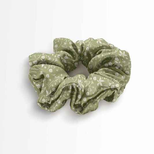 Soft Green Romantic Cotton Scrunchie