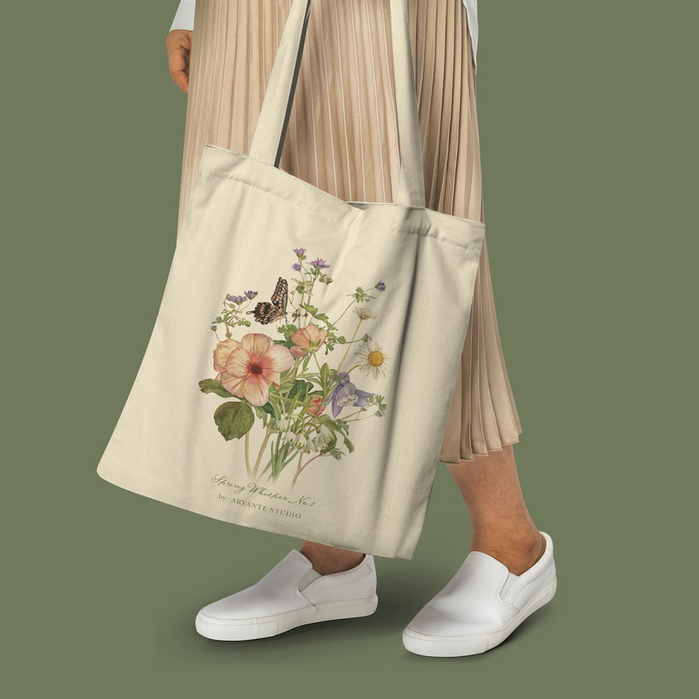 Spring Whisper No.1 Eco-friendly floral tote bag