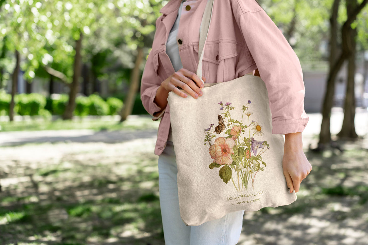 Spring Whisper No.1 Eco-friendly floral tote bag