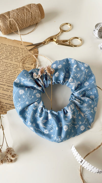 Soft Blue Romantic Cotton Scrunchie